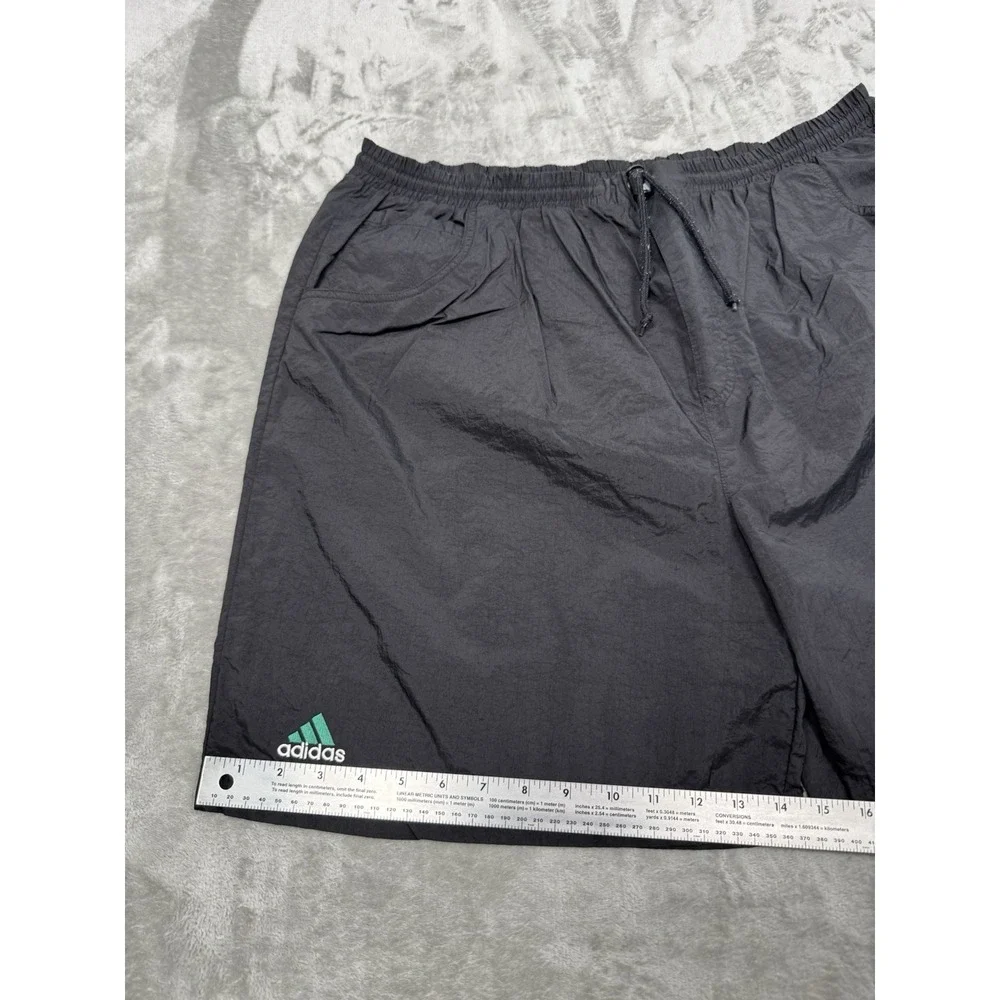 Vintage Adidas Shorts Mens XL Black Nylon Mesh Lined Swim Trunks Running 90s Y2K